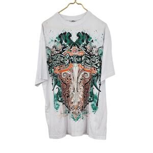 Vintage Y2K 2000s Puff Paint Double‎ Traffic Tee 2XL